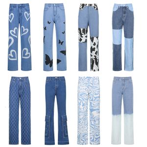 Damen Jeans 2023 Damen Blue Denim High Waisted Chic Fashion Harajuku Streetwear Vintage Hose Y2K Ästhetische 90er Jahre Kleidung 230206