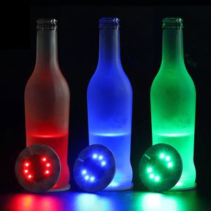 Glow LED Coasters Lighting 6 LEDs 3M Stickers Bottle Light Flashing lights Christmas Xmas For Nightclub Bar Party Vase Decoration Wine CRESTECH168