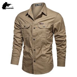 Camisas casuais masculinas 5xl 6xl Overshirt Militar Cotton Men Round Round Blouse de lazer AF1388 230207