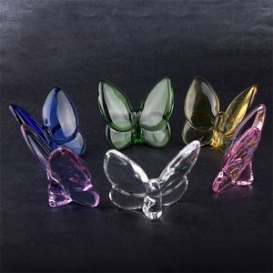 Other Festive Party Supplies Colored Glaze Crystal Butterfly Ornaments Home Decoration Crafts Holiday Gifts 230206