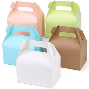 Wrap 10pcs/20pcs/cardboard gift cake box dessert Gift Box Pink Green wedding day convenient carrying carton can be customized 0207