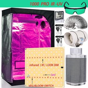 Luzes Grow Tent GrowBox 1000W Grow Full Spectrum Kit LED High PPFD Conjunto de fãs de carbono de duto de 4/6 polegadas ativado para planta