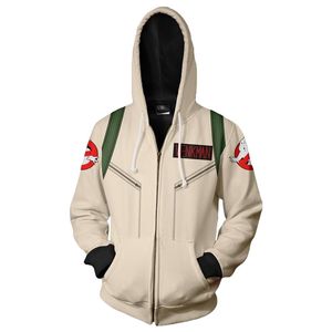 Herrtröjor tröjor film Ghost cosplay busters hoodie 3d tryckt zip upp modekrok vuxen plus storlek 230206