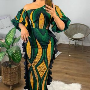 Etniska klädmodematryck afrikansk maxi klänning för kvinnor sommar lady dashiki kläder elegant femme festklänningar sexig höst bodycon klänning 230207