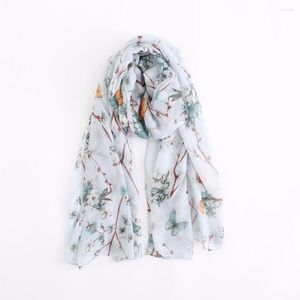 Scarves Fashion Chinese Style Plum Butterfly Design Sketch Comfortable And Breathable Bali Yarn Flower Print Scarf