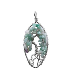 H￤nge halsband Rainbow Necklace Tree of Life Quartz Oval Natural Stone Drop Delivery Smycken h￤nge DHFSI