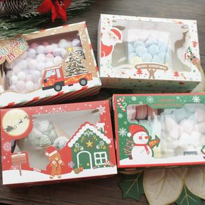 Gift Wrap 22*15*7cm 12pcs Merry Christmas Tree Snowman House Paper Box Candle Jam Bake DIY Party Favors Gifts Packaging 230206