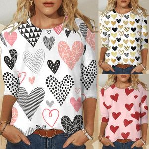 Bloups feminina Feminina elegante camisa de túnica de túnica feminina amor impressão árvore de férias gráficas Tops