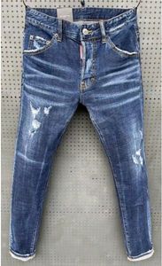 Men s jeans sträcker mager denim rippade kvalitet klassiska lyxmärke blå byxor street smal passform 28 38 230207