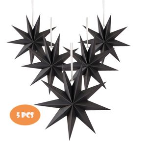 Other Event Party Supplies 5 Pcs 9Pointed Paper Star Lanterns 2 Inch Hanging Lampshade Pendant Charm Shape for Wedding Birhday Decor 230206