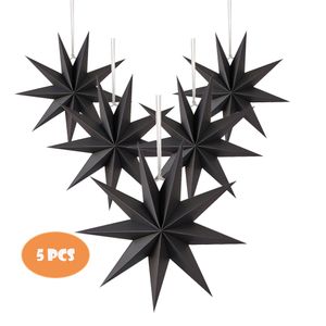 Diğer Etkinlik Partisi Malzemeler 5 PCS 9 Pointed Paper Star Feners 2 inç Asma abajur Kolye Çarpma Şekli Birhday Dekor 230206