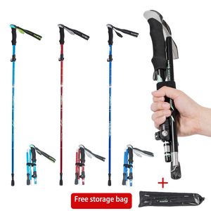 Bastoncini da trekking Bastone da trekking multifunzione pieghevole ultraleggero Portatile Anti Shock Bastone da montagna Bastone da passeggio sulla neve Arrampicata all'aperto Escursionismo per adulti 230206