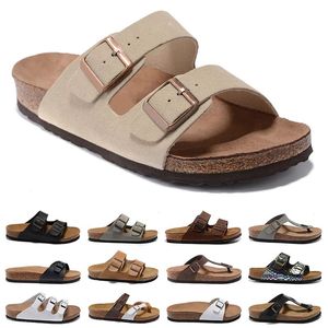 Sandals de grife de gaiola birks homens mulheres arizona gizeh chinelos planos de verão camurça deslizantes de couro para fivela interna tira de fivela de cortiça sapatos casuais de cortiça