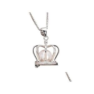 Lockets بيع الكرة قفص قلادة DIY S925 Sterling Sier Crown Necklace Magic Learls Locket Manufacturers Wholes Dhgarden DH3YF