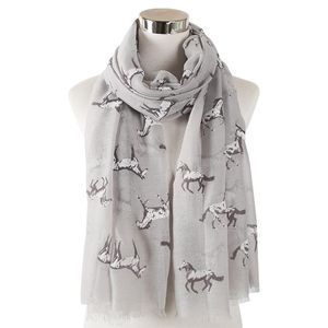 Scarves 2023 Beautiful Running Horse Print And Shawls Long Animal Scarf Wrap Hijab 4 Color