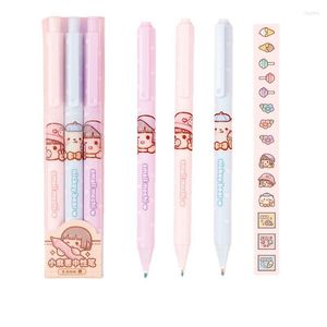 3 PZ/LOTTO Kawaii Little Girl Cartoon Fashion Penna Gel 0.5mm Creativo 2023 Forniture per Ufficio Scolastico