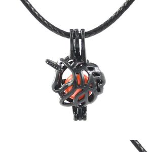 LACKETS Black Pearl Cage Pendant Lägg till dina egna pärlor Mix 60 Styles ihåliga aromaterapi Essential Oil Diffuser Locket för Jewe Dhgarden Dhqvu