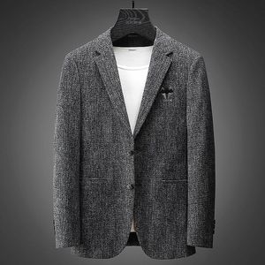 Erkek Suit Blazers Moda Çiçek Gri Doku Yüksek Derece Eğlence İnce Fit Tek Batı Takım Sonbahar ve Kış Sıcak Yün Palto