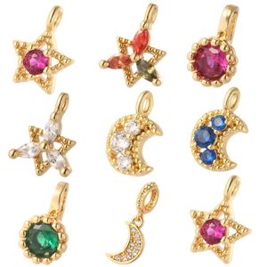 Charms Big Zircon CZ Moon Star для ювелирных изделий для изготовления боховых колье с серы