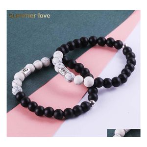 Straski z koralikami moda 12 Matowe agat 8 mm Bracelety dla mężczyzn dla mężczyzn kobiety białe howlite koraliki Scorpio bodhi elastyczne b dhd2v