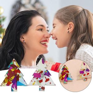 Hoop Earrings Designer For Women Christmas Party Holiday Colorful Sequins Acrylic Tree Earpins Ears Stud