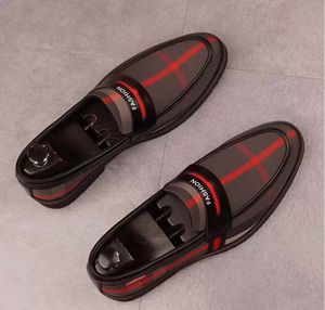 2023 plaid Suede Leather Men Loafer Shoes Fashion Slip On Male Shoes Casual Shoes Man Party Wedding Footwear Big Size 37-44