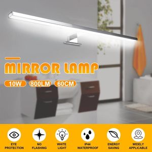Vägglampor inomhus LED -ljus spegellampa 10W 800 lm vit 60 cm vattentät aluminiumbelysning badrum toalett makeup ljusvägg