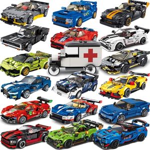 Blocks Speed Racing Sports Vehiclea Technique Cara Supercar Building Set Kit Bricks Classic MOC Model Toys For Kids 230206