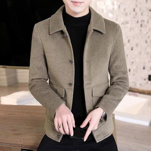 Men's Wool & Blends 2023 Men Autumn Winter Short Woolen Coats Imitation Velvet Slim Jackets Male Solid Color Clothes Overcoats O628 Kend22