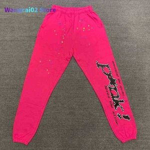 Erkekler Pantolon Genç Thug 555555 Pembe Pantolon Erkek Kadın Baskı Moda Yüksek Sokak Sweatpants Hip-Hop Gevşek Pantolon 020723H