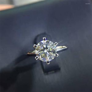 クラスターリングはお金を失う高級ジュエリーオリジナルナチュラル925シルバーソリティア6mm 2ctソナダイヤモンドczストーンウェディングウーマンギフト