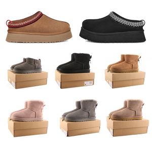 2023 Tazz Cali Wave Sport Slipper Homens Mulheres Tamanho Grande 36-46 Tazz Slides Australian Mini Boot Slipper Fur Slides Plataforma Clássica Botas Camurça Lã Botas de Lã de Inverno