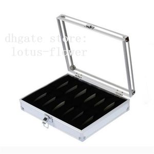 Professionella lådor 12 GRID Slots smycken Klockor Display Storage Square Box Case Aluminium Suede Inside Container Organizer327b