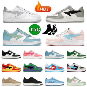 Мужчины женские кроссовки SK8 STA Trainers Grey Black Pastel Blue Pink Green Patent White Beige Abc.