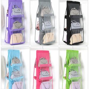 Storage Boxes 6 Pocket Foldable Hanging Bag 3 Layers Purse Organizer Door Sundry Collection Hanger Closet