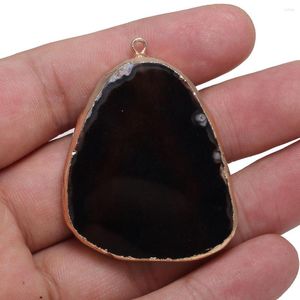 Charms de pedra natural pendente de ágata preto irregular para jóias que produzem pipasia de colar de jóias
