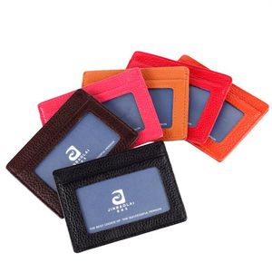 Multi Color Ultra Thin Thin äkta läder -ID Bank Kreditkortsfodral Wallet Busikkort Holder2301
