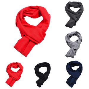 Scarves Fashion Men's Scarf Winter Warm Solid Color Cashmere Casual Long Soft Neck Black Gray Red Navy Dark Grey 2023