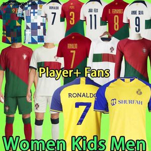 Al Nassr FC Soccer Jerseys 2022 Portugal CR7 Men Women Kids Kit Fans spelerversie Ronaldo Bernardo Joao Felix voetbal shirts 22 23 lang