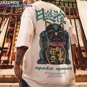 Camisetas masculinas Zazomde Camiseta masculina Algodão Verão Chinês Estilo Cool Unisisex Halva Manga Camise