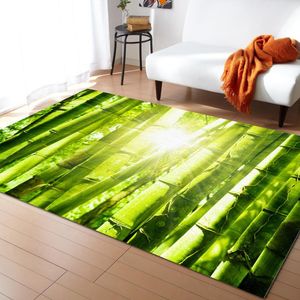 Tapetes de bambu florestas solar plantas verdes de tapete de tapete estampado tapete de lounge kids carpet sala de estar quarto decoração carpetes