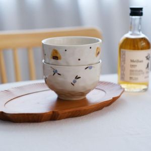 Tigelas tigelas de estilo japonês e madeira de madeira cinza bola redonda tigela alta beleza sopa doméstica sopa de sobremesa de mesa de cerâmica