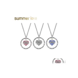 Pendentif Colliers Foi Bijoux Rêve Espoir Confiance Collier Femmes Rose Blanc Cristal Strass Coeur Enseignants Cadeaux En Gros Drop De Dh7Jv