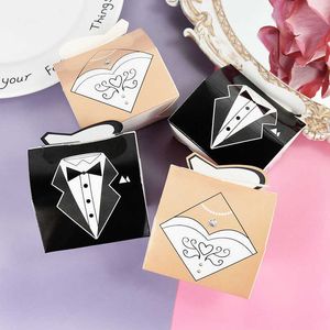 Wrap 10Pcs Bride Groom Boxes Paper Chocolate Candy Packaging Box Party Decoration Wedding Gift For Guests 0207