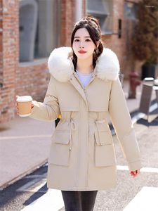 여자 트렌치 코트 이동식 패딩 코트 여성 중간 길이 파카 2023 한국 느슨한 면화 재킷 가을 겨울 바람막이