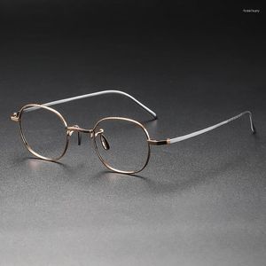 Óculos de sol Quadros Japão Placamento de dupla cor pura Titânio Tamanho pequeno Os óculos quadrados moldura KMN130 óculos de espetácia prescrição de miopia