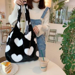 Evening Bags Fluff Totebag Shoulder Crossbody Bag For Women Cute Cotton Fashion Soft Casual Handbags Daily Niche Simple Handbag