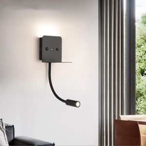 Vägglampor 3W LED -ljus modern vikning rotation justerbar lamp sovrum sovrum studie läsning med switch USB -gränssnitt