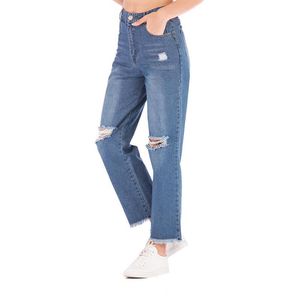 Jeans da donna Pantaloni corti a vita alta solidi autunnali da donna Pantaloni elastici più larghi in denim con foro largo Pantaloni larghi casual A55