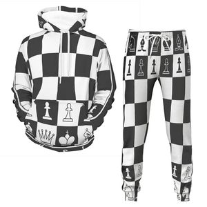 رجال المسارات الشطرنج ثلاثية الأبعاد المطبوعة في الخريف مسارات الملابس المقنعين وسروال الرجال الكلاسيكية النساء يوميا أزياء الأزياء غير الرسمية 6 أنماط XS 5XL 230206